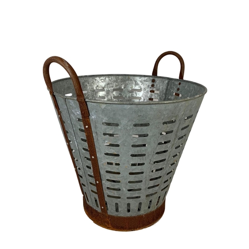 240 - A 1950’s French galvanised olive basket. 44 x 44cm.