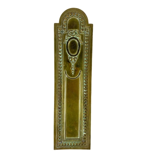 244 - A set of 10 late 19th century French brass door finger plates. Circa 1890/1900. 22cm.