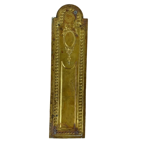 244 - A set of 10 late 19th century French brass door finger plates. Circa 1890/1900. 22cm.