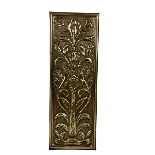 245 - 2 pairs of Art Nouveau brass door finger plates. Circa 1890. Largest 28cm