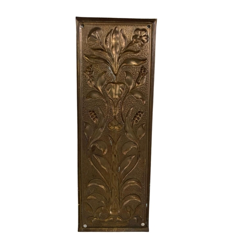 245 - 2 pairs of Art Nouveau brass door finger plates. Circa 1890. Largest 28cm