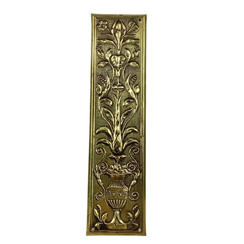 245 - 2 pairs of Art Nouveau brass door finger plates. Circa 1890. Largest 28cm