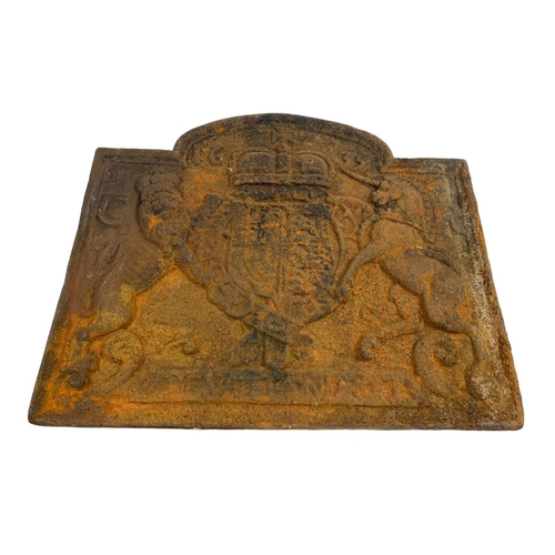 259 - A large Victorian cast iron fire back plate. Circa 1870. 63 x 54cm.