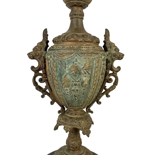 260 - A large 19th century ornate spelter candelabra. Circa 1870. 75cm.