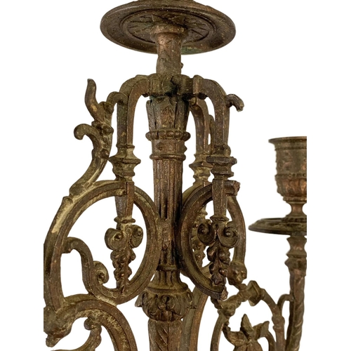 260 - A large 19th century ornate spelter candelabra. Circa 1870. 75cm.