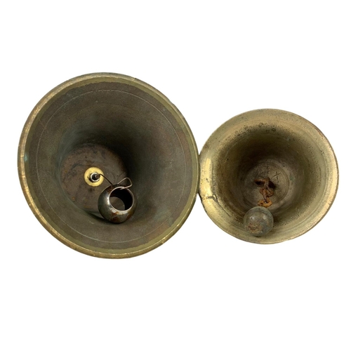 277 - 2 Vintage brass bells. Largest 19 x 26cm