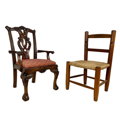 284 - 2 small dolls chairs. Chippendale style measures 31 x 27 x 50cm