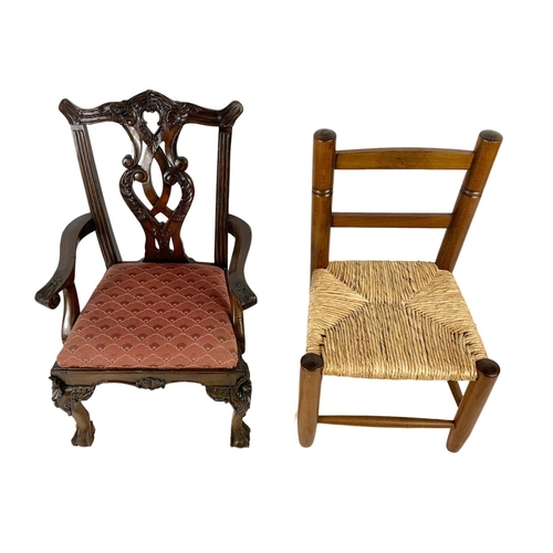 284 - 2 small dolls chairs. Chippendale style measures 31 x 27 x 50cm