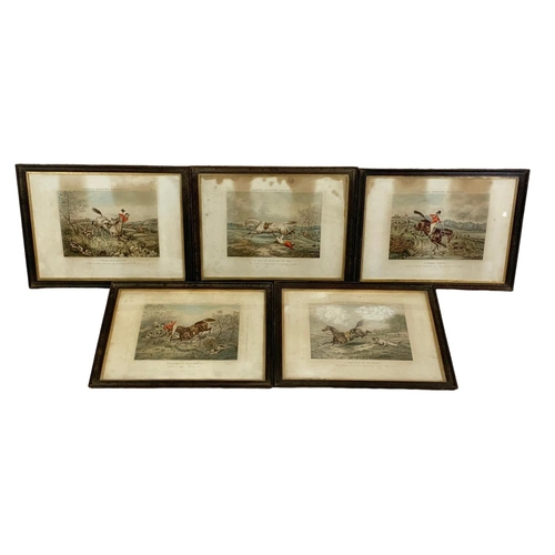 30 - 5 Edwardian hunting prints in the Georgian style. 49.5 x 38cm