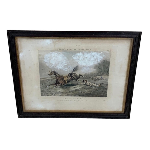 30 - 5 Edwardian hunting prints in the Georgian style. 49.5 x 38cm