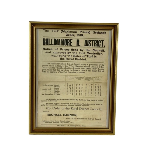 309 - 2 early 20th century Ballinamore R. District posters. Reframed. Largest poster measures 28.5 x 44cm.... 