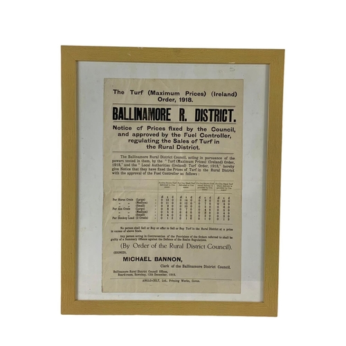 309 - 2 early 20th century Ballinamore R. District posters. Reframed. Largest poster measures 28.5 x 44cm.... 