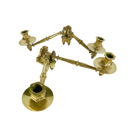 31 - Pair of vintage heavy brass wall sconces. 25cm