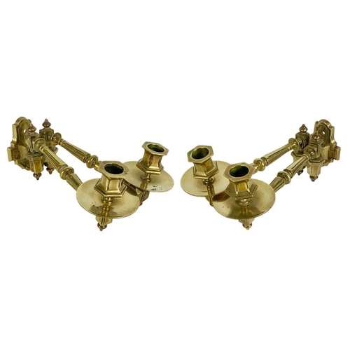 31 - Pair of vintage heavy brass wall sconces. 25cm