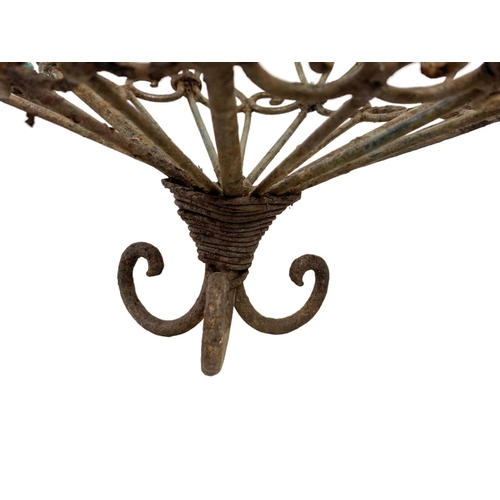 311 - A pair large iron hanging baskets. 37 x 79cm including chain.