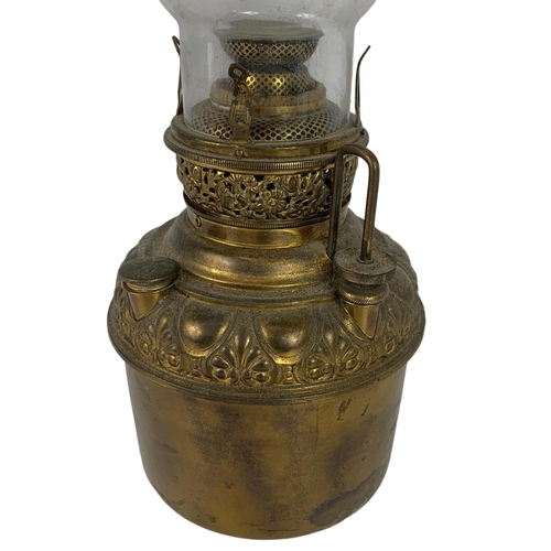 329 - Victorian brass oil lamp. 36cm