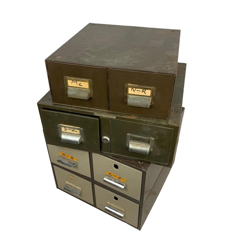 359 - 3 vintage metal stoking storage drawers. Largest 39 x 40 x 33cm.