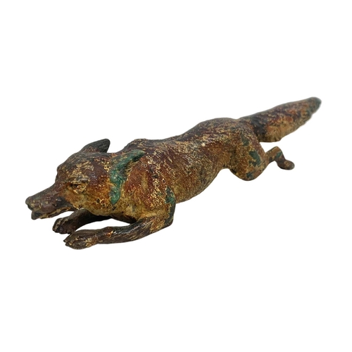 39 - Late 19th Century Austrian cold painted bronze fox. 15cm