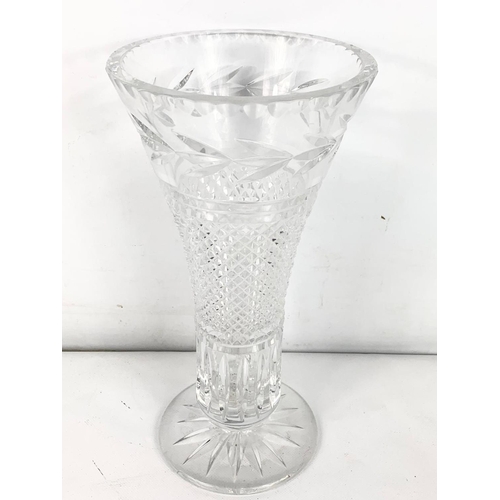 399 - 3 pieces of Irish crystal. Including a large Galway crystal vase and a Tyrone crystal tea light. Lar... 