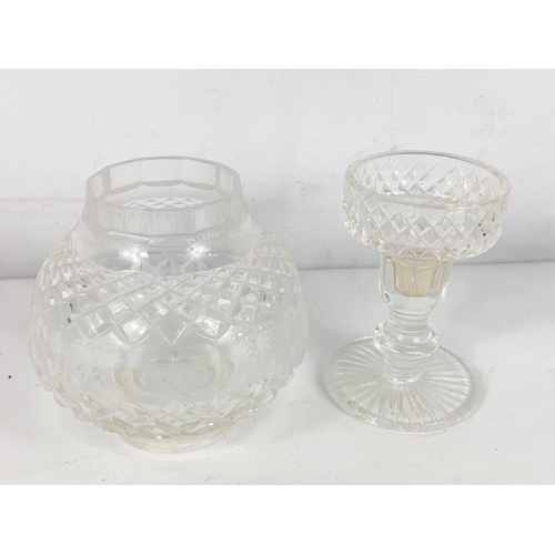 399 - 3 pieces of Irish crystal. Including a large Galway crystal vase and a Tyrone crystal tea light. Lar... 