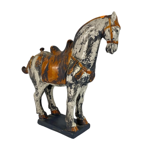 421 - Large ceramic horse, an Italian Pippo Torcivia bowl etc. Horse measures 41 x 40cm