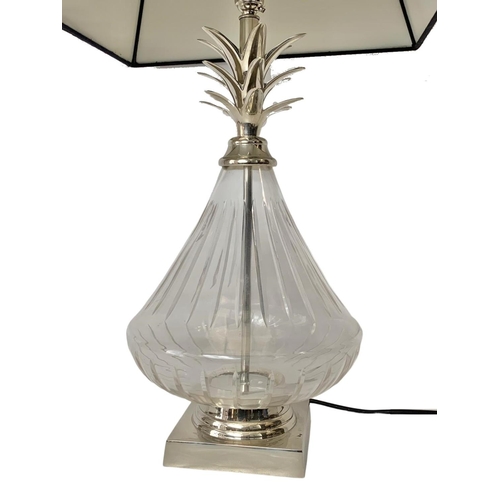 429 - Large chrome and glass table lamp. Base measures 24 x 51cm. Lamp measures 73cm