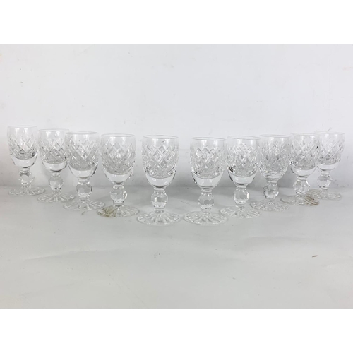 437 - Set of 10 Waterford crystal port glasses. 8.5cm