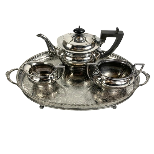 475 - A silver plated tea service. Tray measures 50cm