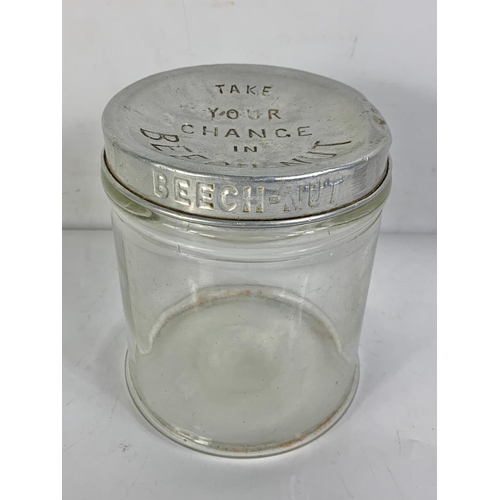 48 - An 1920’s Art Deco Lemon & Co LTD sweet jar with contents 14 x 22cm, and an original Beech-Nut adver... 