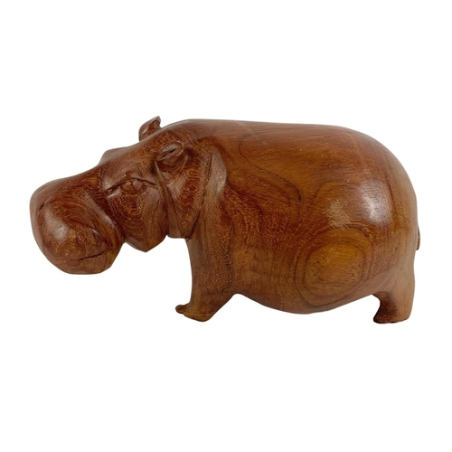 480 - Large African wooden hippo. 27cm