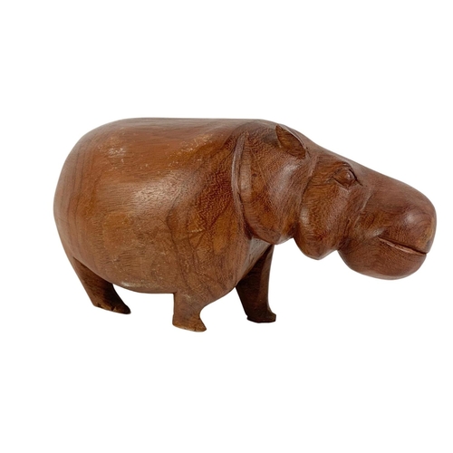 480 - Large African wooden hippo. 27cm