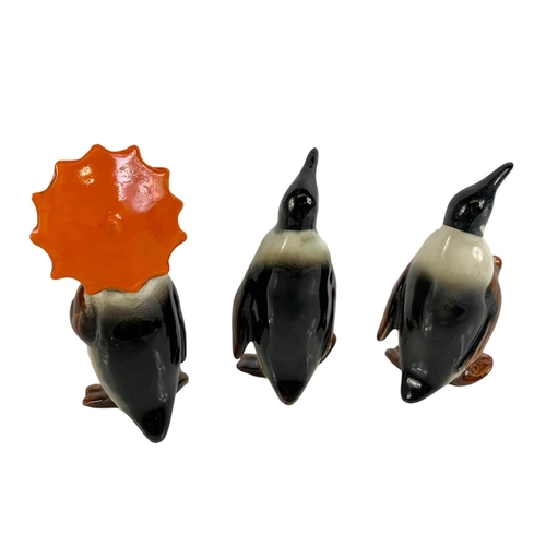 485 - Set of 3 Beswick pottery penguins. 11cm.