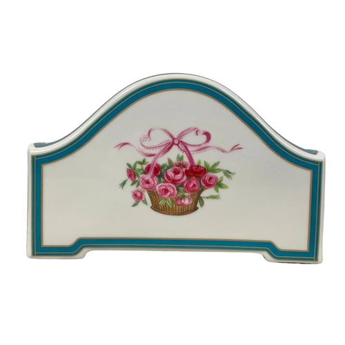 523 - A limited edition Minton Rose china clock. 19 x 12cm