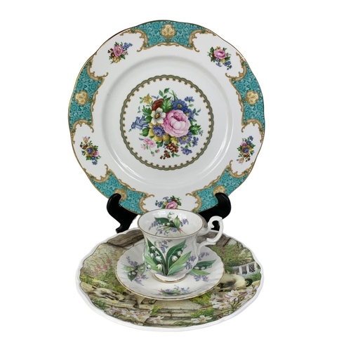 537 - Royal Albert porcelain. Including a Royal Albert Lady Ascot plate 26cm, Cats and Collages Keeping Wa... 