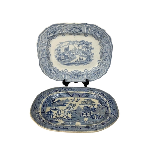 538 - 2 Victorian blue and white platters. 40cm