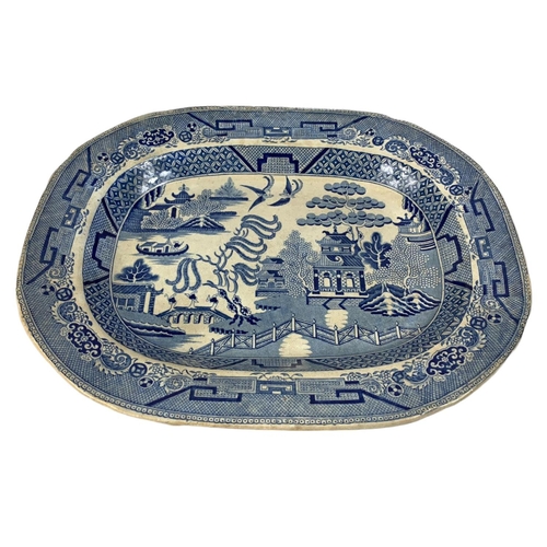 538 - 2 Victorian blue and white platters. 40cm