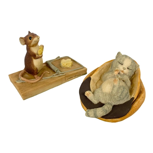 557 - 2 Aynsley Master Craft hand painted sculptures in boxes. Figure measures 9.5cm. Box measures 15cm