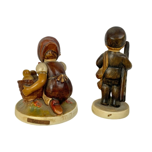 560 - 2 M. J. Hummel Goebel pottery figures “Chimney Sweep” number 12 2/0 and “Chick Girl” number 57/0. La... 