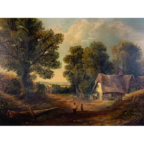 57 - Large 19th century oil painting. Painting measures 91.5 x 61cm. Frame measures 99 x 78cm