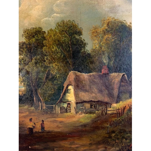 57 - Large 19th century oil painting. Painting measures 91.5 x 61cm. Frame measures 99 x 78cm