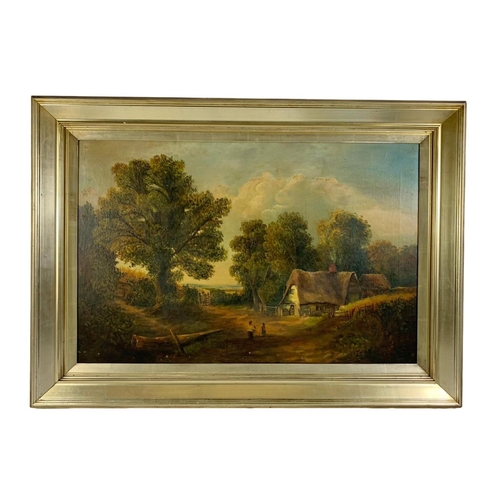 57 - Large 19th century oil painting. Painting measures 91.5 x 61cm. Frame measures 99 x 78cm