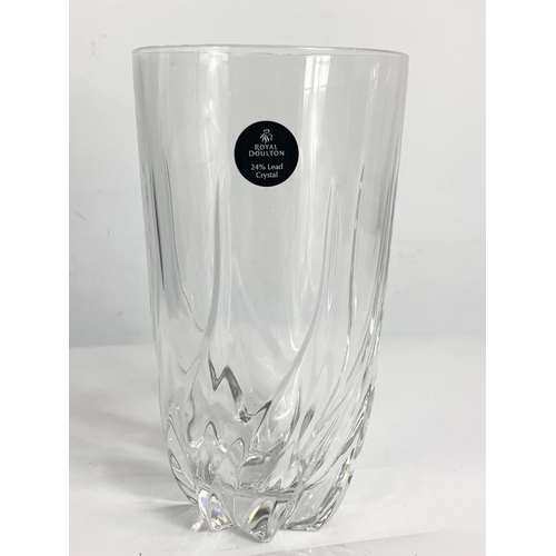 578 - Set of 4 Royal Doulton tall crystal tumblers in box. Glasses measure 15cm. Box measures 17 x 17 x 16... 