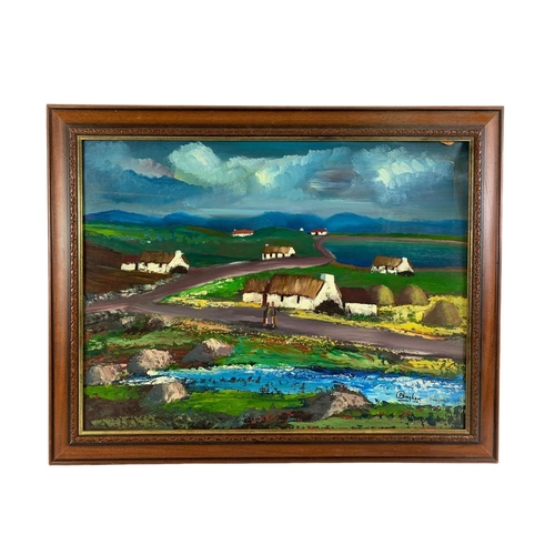 58 - Oil painting by Bingham. Painting measures 69 x 52cm. Frame measures 80 x 63cm