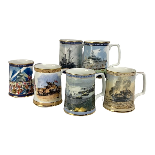 581 - 6 Limited Edition Royal Doulton bone china tankards. The V-E Day Tankard, The Gulf War Tankard, The ... 