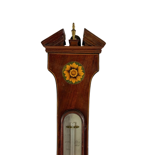 59 - Georgian inlaid mahogany barometer. 99cm