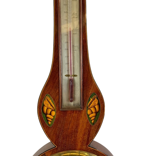 59 - Georgian inlaid mahogany barometer. 99cm