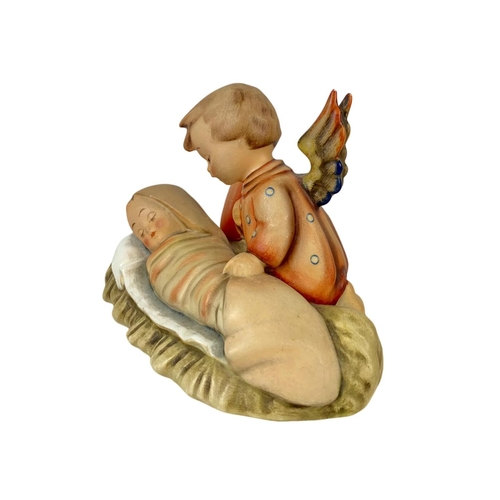 599 - A vintage M. J. Hummel Goebel pottery figure “Angel and Child” candle holder. Germany 1930. 14 x 11c... 