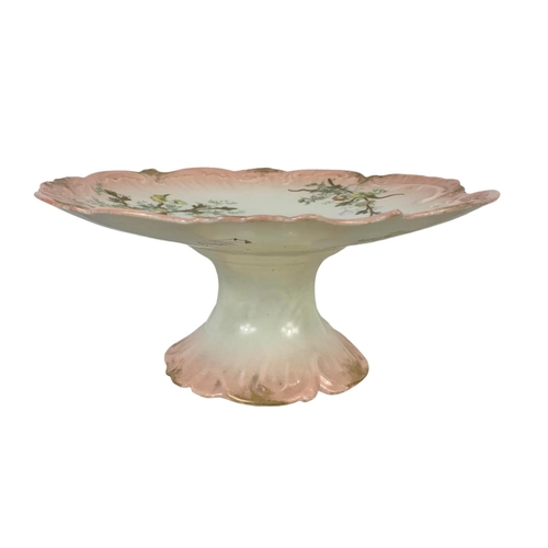 601 - Late 19th century Limoges R. Delinieres porcelain cake stand and 2 matching plates. 23cm.