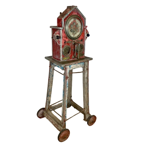 62 - An early 20th century amusement park Grip Test game. 72 x 64 x 173cm.