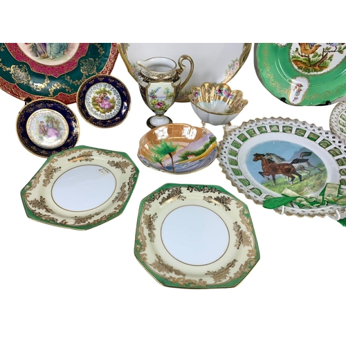 624 - Quantity of early 20th century porcelain. Including Limoges, Noritake, Vienna etc. Largest plate 26c... 